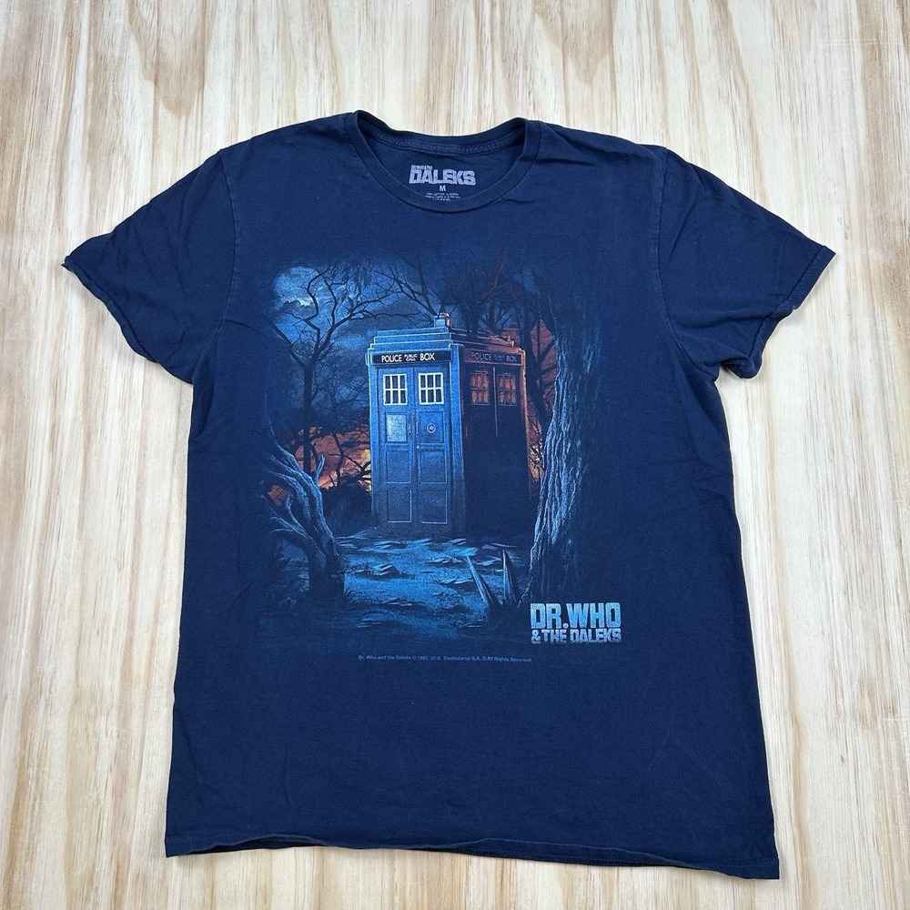 Dr. Who & The Daleks Shirt Mens M Blue Short Sleeve Cotton TV Show
